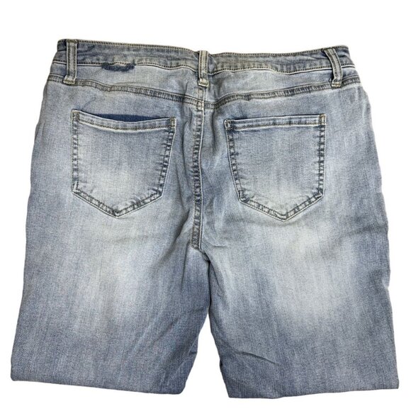 A.N.A Women's Size 10 Blue Light Wash Rose Embellished Distressed Stretch Jeans - Picture 3 of 8